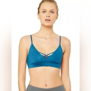 NWOT Alo Yoga Interlace Sports Bra Legion Blue Size S
